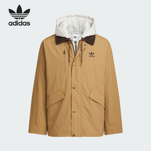 Adidas/阿迪达斯正品三叶草男士休闲连帽保暖二合一棉服KW1241