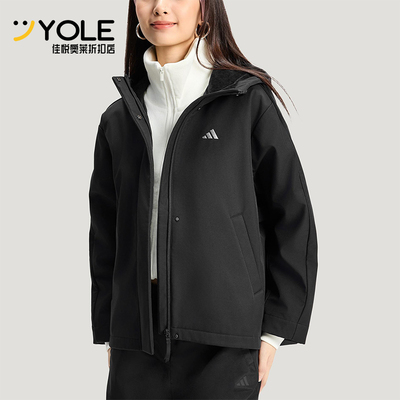 Adidas/阿迪达斯正品2025冬季款女士日常连帽宽松休闲外套KS2782