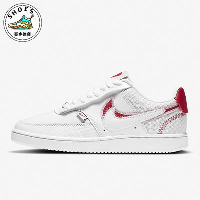 Nike/耐克正品CourtVision1双钩新款女经典白红色板鞋CI7827-100