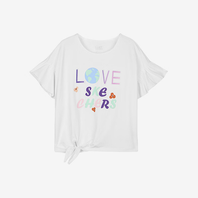 Skechers/斯凯奇正品夏季新款时尚儿童透气花瓣袖运动短袖