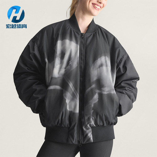 Adidas/阿迪达斯正品2025冬季款女士日常立领印花保暖棉服KA9599