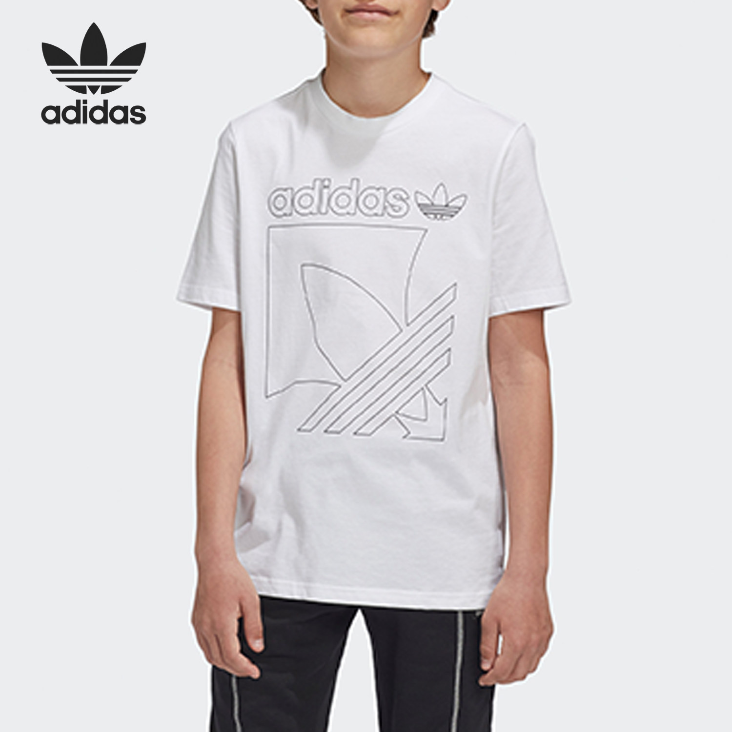 Adidas/阿迪达斯正品新款大童时尚简约透气休闲短袖T恤GD2754