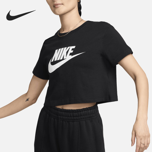 Nike/耐克正品舒适女士运动宽松短款印花圆领短袖BV6176-527