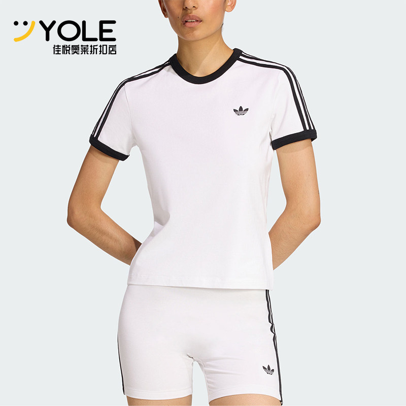 Adidas/阿迪达斯正品三叶草女士圆领经典套头透气修身短袖KD3683图片