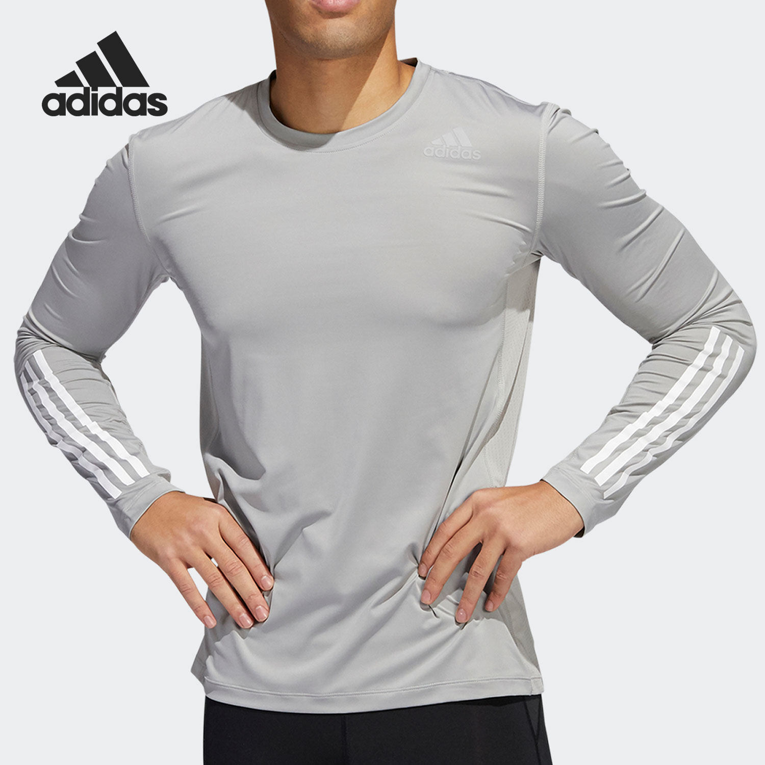 Adidas/阿迪达斯正品TF LS FT 3S 男子运动健身长袖T恤HE4588