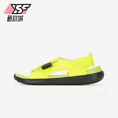 Nike/耐克正品新款儿童黄黑色沙滩魔术贴露趾凉鞋AJ9076-700
