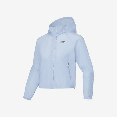 Skechers/斯凯奇正品春秋款女士拉链印花梭织连帽外套P225W004