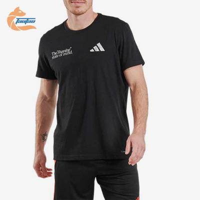 Adidas/阿迪达斯正品圆领T恤男黑色经典休闲舒适轻便短袖JI9372