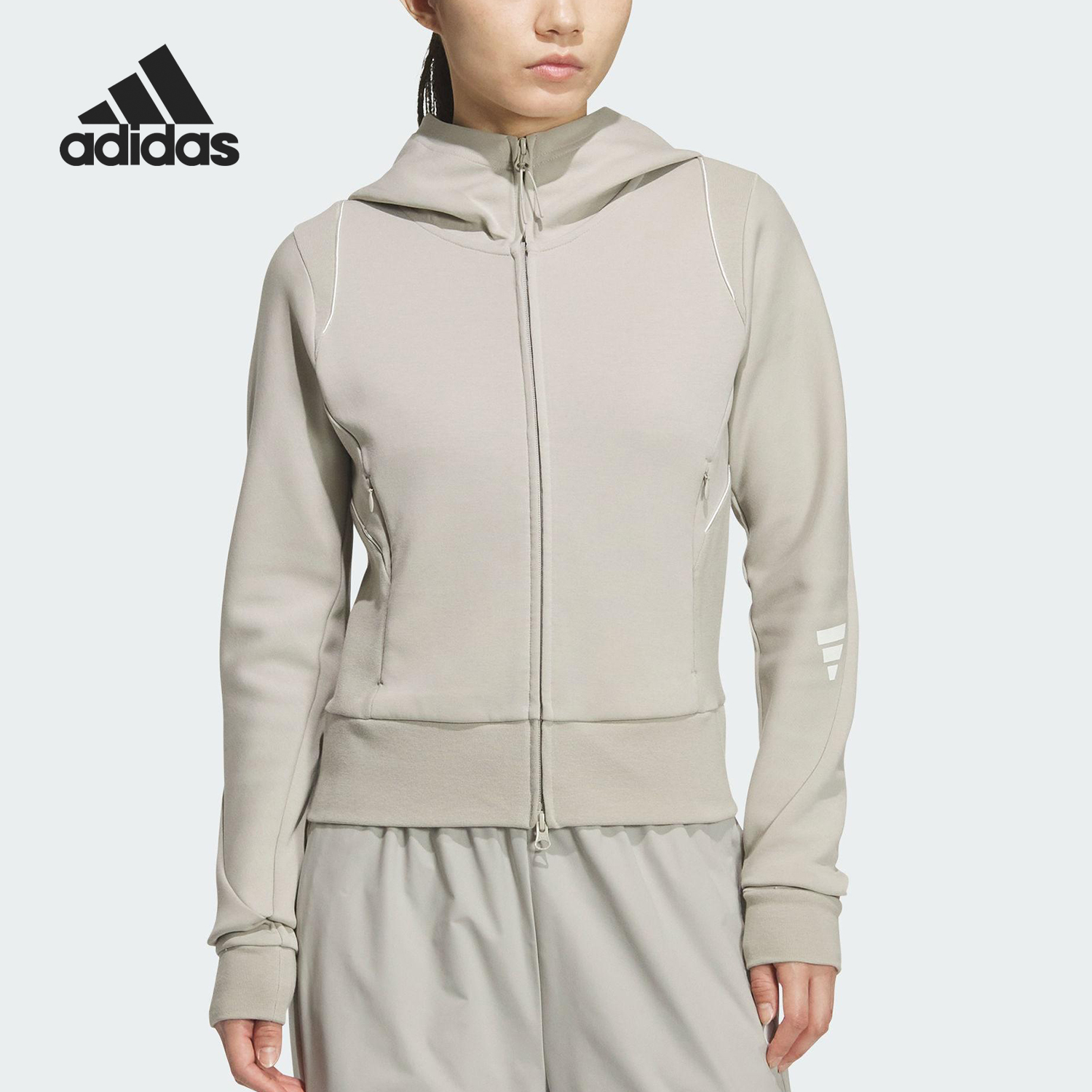 Adidas/阿迪达斯正品FUTURE STYLE女士休闲连帽针织外套KC2715