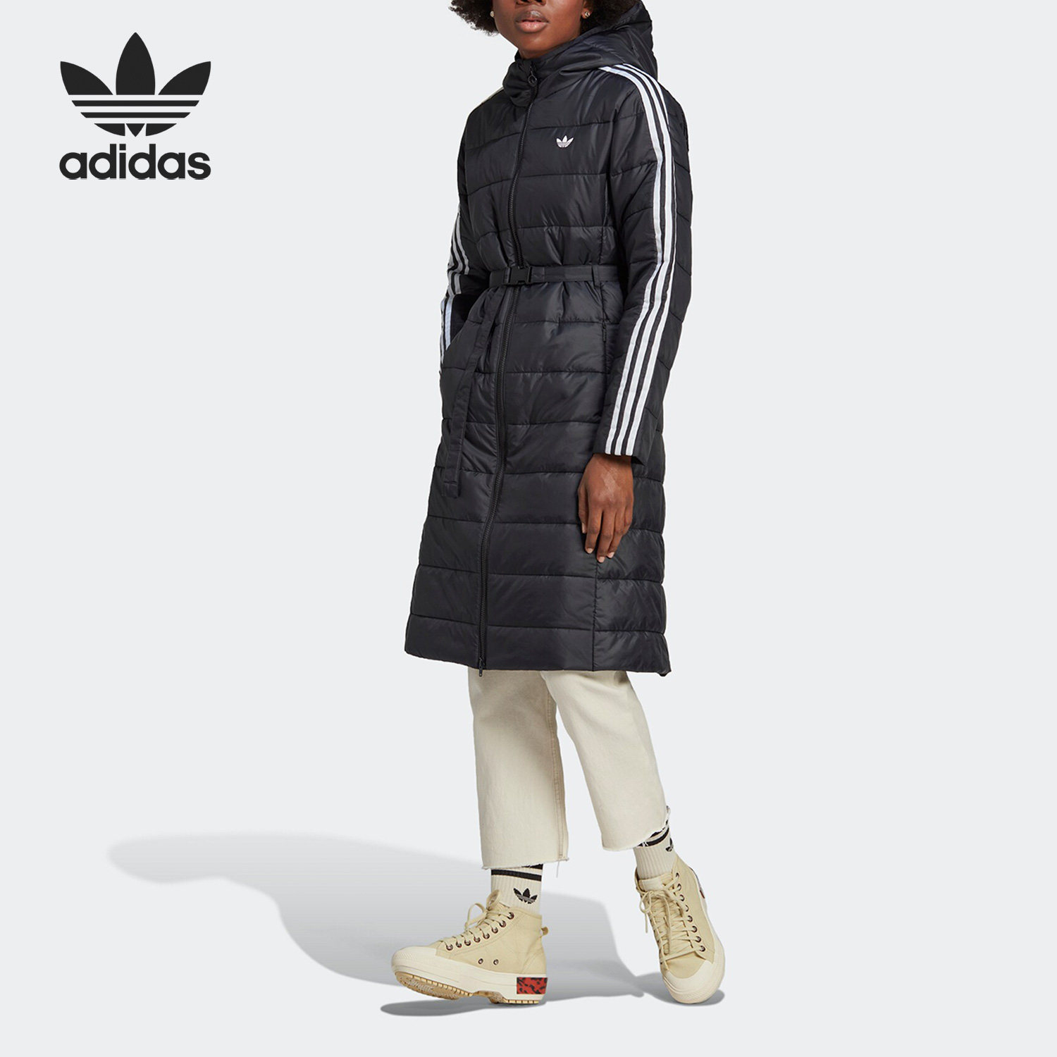 Adidas/阿迪达斯正品三叶草女子运动中长款连帽棉服HK5253,运动服/休闲服装,运动棉衣,淘宝优惠券,粉丝福利购,淘宝优惠卷