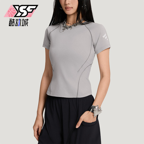 Adidas/阿迪达斯正品夏季新款女士修身针织圆领短袖T恤KY7862