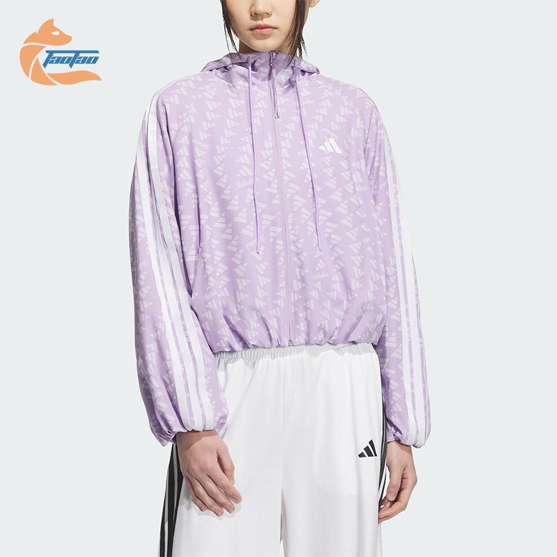 Adidas/阿迪达斯正品S WV JKT女士休闲短款花苞满印外套KB7761