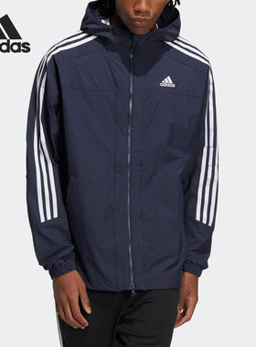 Adidas阿迪达斯正品新款男子运动休闲宽松连帽夹克外套HC9956