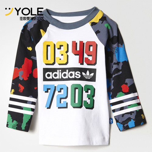 Adidas/阿迪达斯正品三叶草印花长袖T恤经典新款长袖T恤AY8559