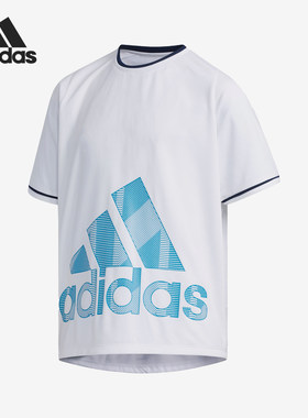 Adidas/阿迪达斯正品新款大童时尚圆领透气运动短袖T恤DU9780