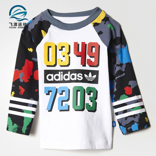 Adidas/阿迪达斯正品三叶草印花长袖T恤经典新款长袖T恤AY8559