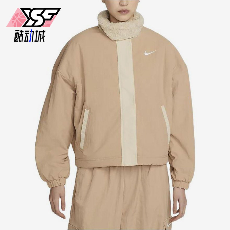 Nike/耐克正品2025女士立领加绒宽松运动经典夹克外套DQ6847-200