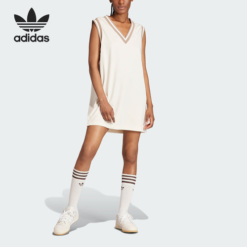 Adidas/阿迪达斯正品三叶草女子时尚无袖V领休闲连衣裙IS5263