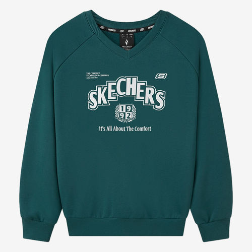 Skechers斯凯奇正品儿童宽松V领舒适休闲长袖T恤L325U039-02XU