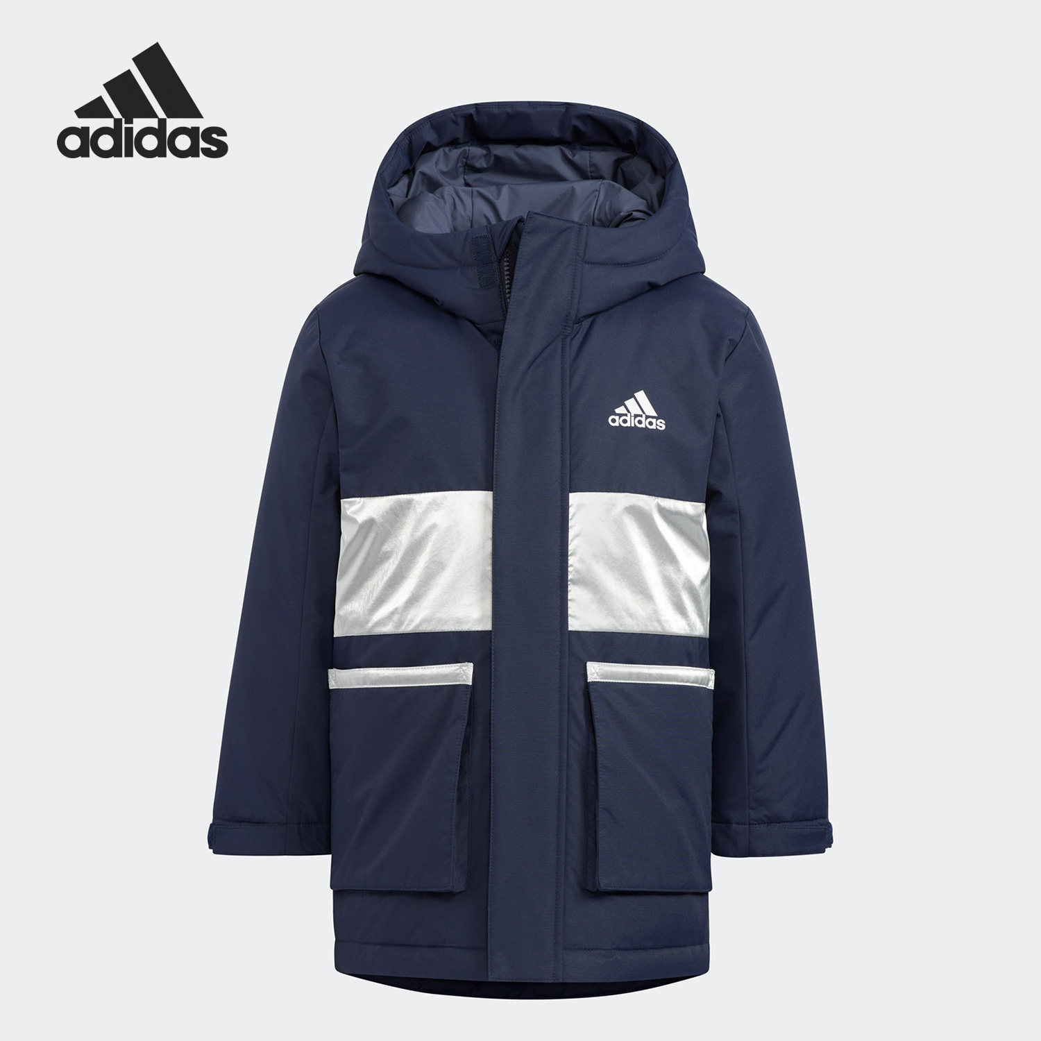 Adidas/阿迪达斯正品当季新款小童保暖运动连帽羽绒服HM9647