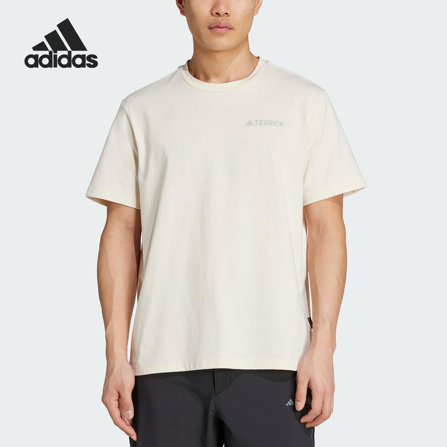Adidas/阿迪达斯正品夏季男士户外运动宽松透气短袖JI8310