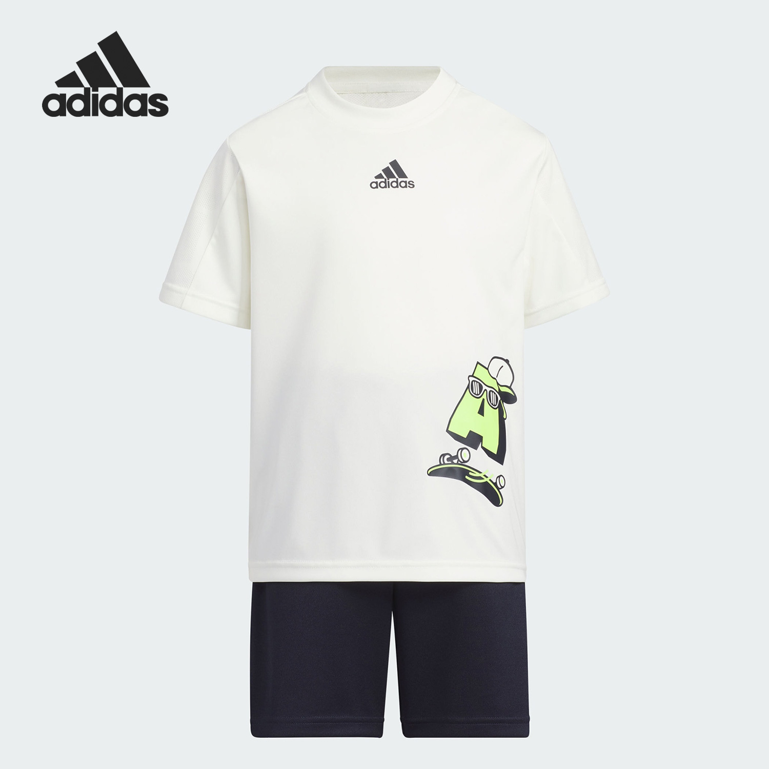 Adidas/阿迪达斯正品夏季小童运动休闲短袖短裤套装IN8724