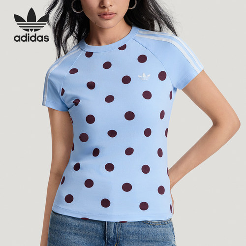 Adidas/阿迪达斯正品三叶草女士圆领修身潮流时尚针织T恤KV1192