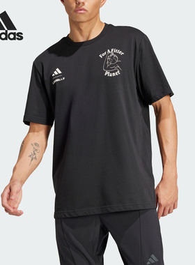 Adidas/阿迪达斯正品新款男士宽松印花健身运动短袖T恤JJ3166