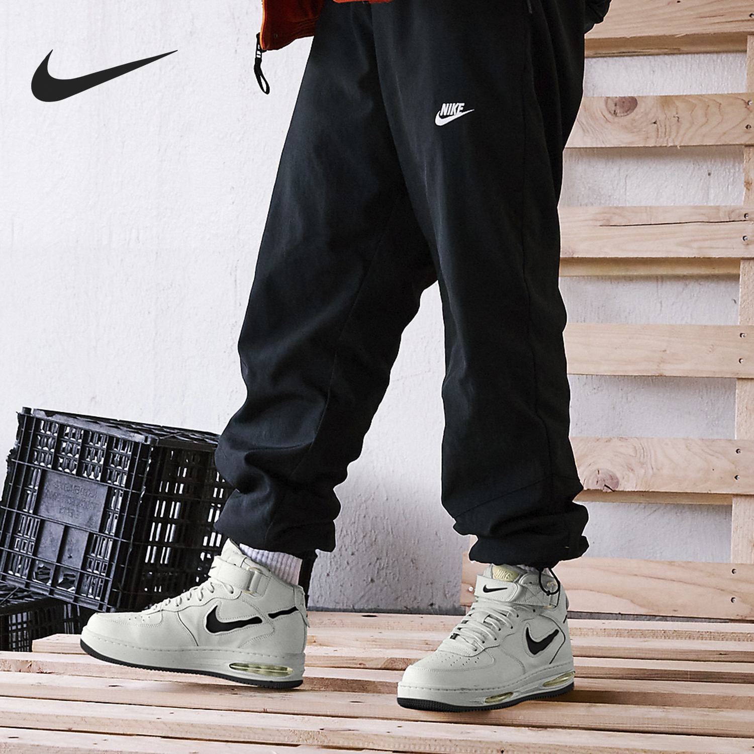 Nike/耐克正品Air Force 1男士气垫中帮经典魔术贴板鞋FB1374-101