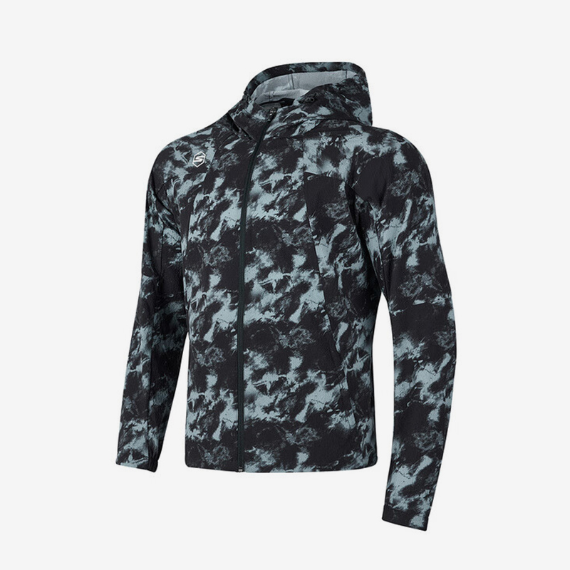 Skechers/斯凯奇正品2024新款男士户外时尚梭织连帽印花外套