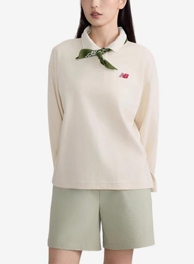 New Balance/NB正品新款女士宽松字母翻领长袖T恤NFE32042-LBE