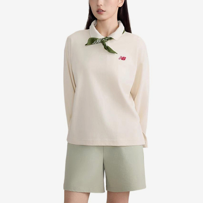 New Balance/NB正品新款女士宽松字母翻领长袖T恤NFE32042-LBE