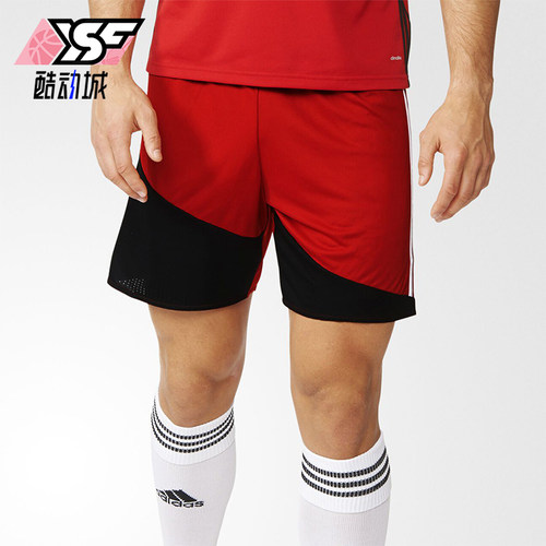 Adidas/阿迪达斯正品短裤新款男红黑色经典足球运动短裤AJ5869