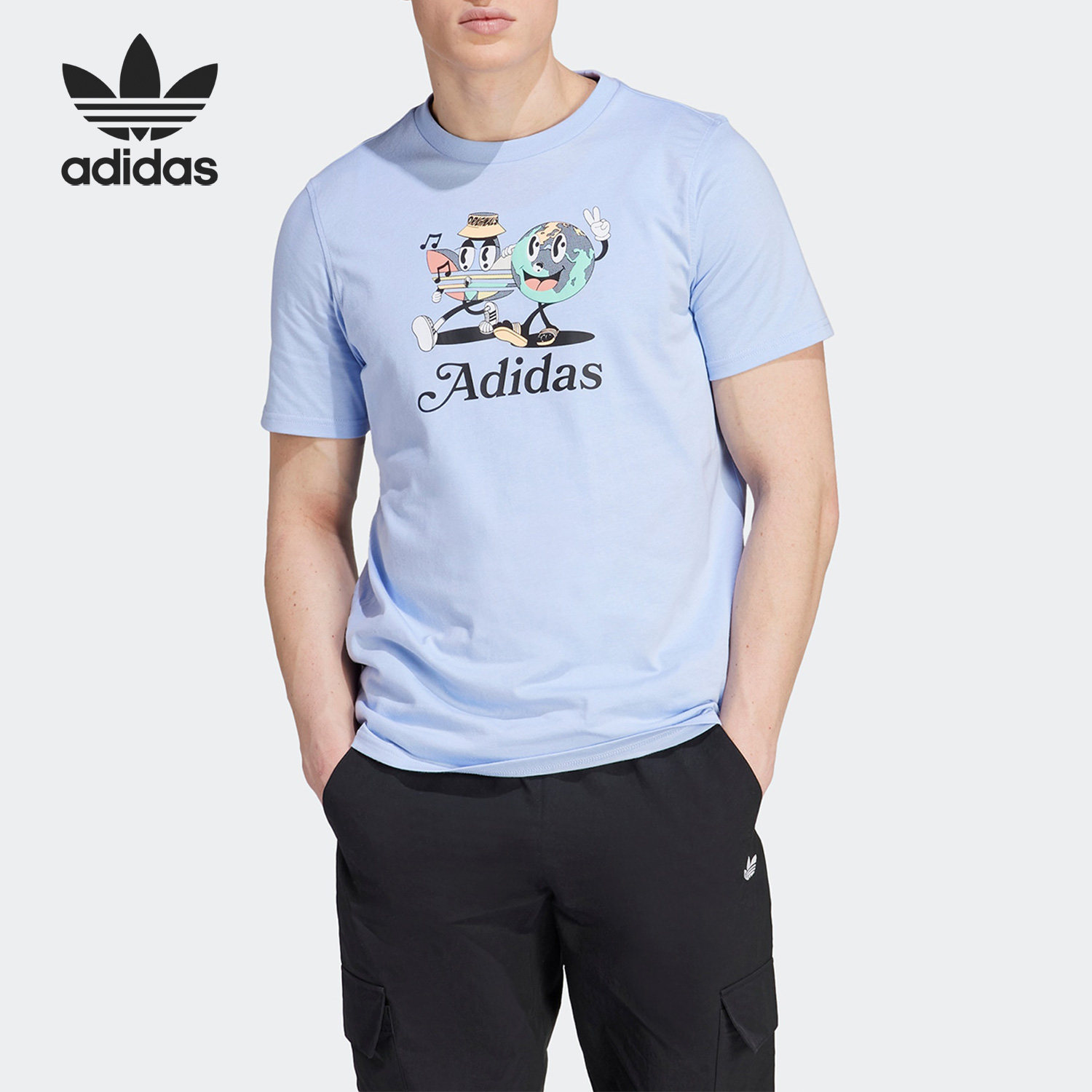 Adidas/阿迪达斯正品三叶草卡通印花男子时尚短袖上衣IT8187