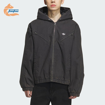 Adidas/阿迪达斯正品三叶草男女休闲连帽运动宽松保暖外套KC2640