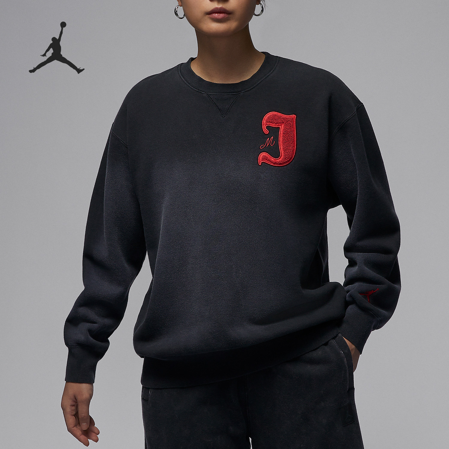 Nike/耐克正品JORDAN女士针织加绒圆领运动卫衣FV7066-010,运动服/休闲服装,运动卫衣/套头衫,淘宝优惠券,粉丝福利购,淘宝优惠卷