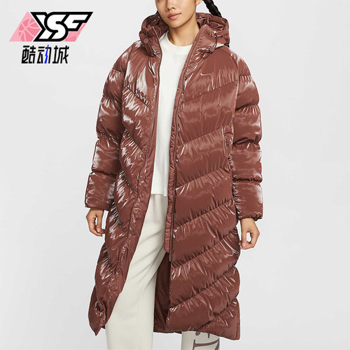 耐克女士连帽拉链长袖棉服