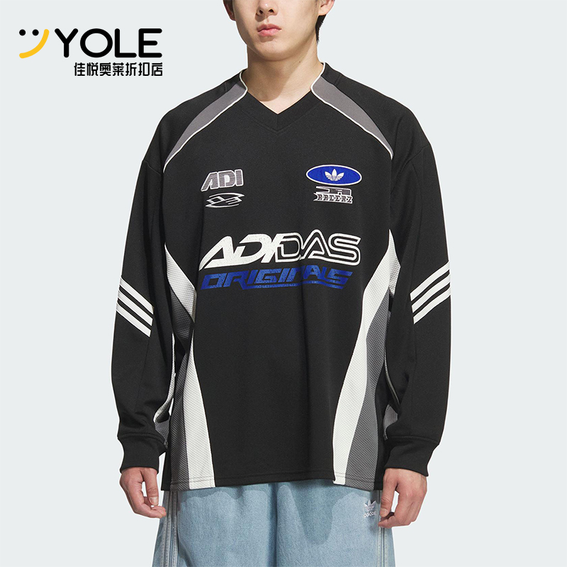 Adidas/阿迪达斯正品三叶草男士运动宽松赛车风印花长袖KF5155