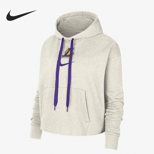 Nike/耐克正品洛杉矶湖人队NBA女子加绒连帽卫衣DR2382-027