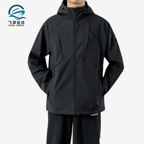 Adidas/阿迪达斯正品冲锋衣新款男黑色骑行经典夹克外套KG8966