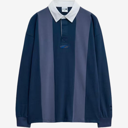 Puma彪马正品男士条纹拼接修身型长袖POLO领扣子翻领衫940907-02