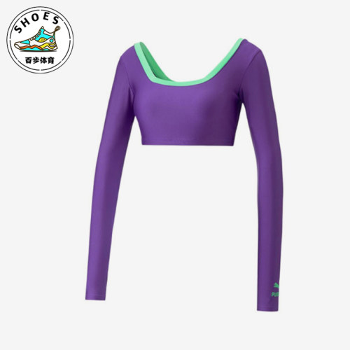 Puma/彪马正品女士短款时尚休闲透气方领长袖T恤536634-90