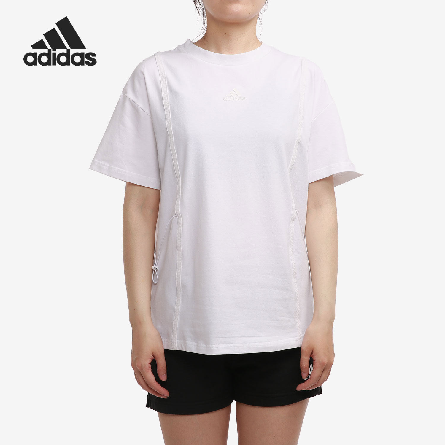 Adidas/阿迪达斯正品年女子夏季束腰修身短袖运动T恤 GP0593