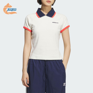 KF9611 Adidas 阿迪达斯正品 三叶草女士运动修身 耐穿拼接POLO衫