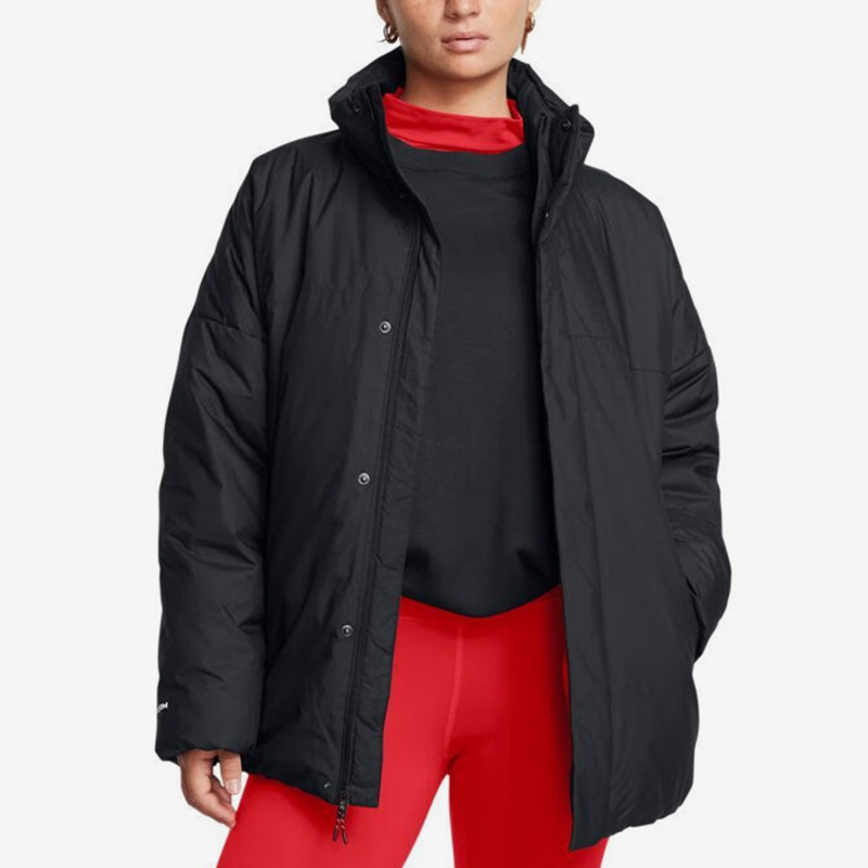 UA/安德玛正品新款女士字母印花宽松立领户外羽绒服1388429-001