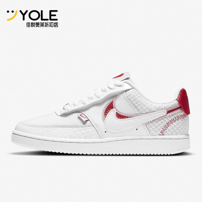Nike/耐克正品CourtVision1双钩新款女经典白红色板鞋CI7827-100