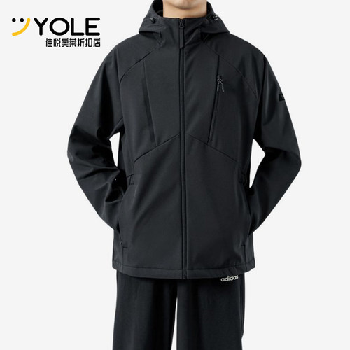 Adidas/阿迪达斯正品冲锋衣新款男黑色骑行经典夹克外套KG8966
