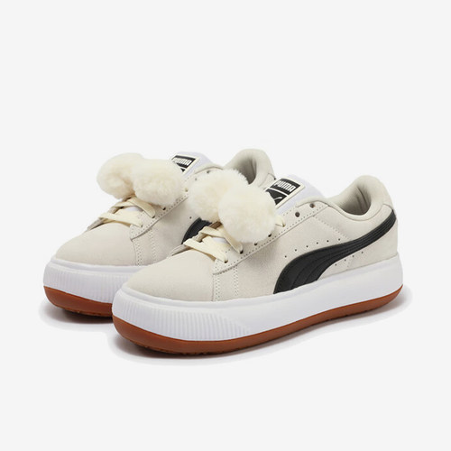 彪马女士麂皮圆头厚底面包鞋