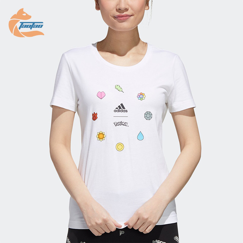 阿迪达斯女士圆领运动短袖