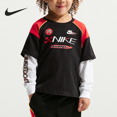 Nike/耐克正品2025冬季款婴童耐穿圆领拼接长袖上衣IV4738-010